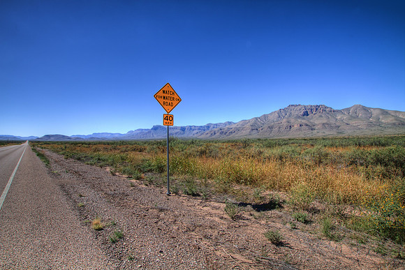 Watch for Water? TX 54, North of Van Horn, Texas 2012
