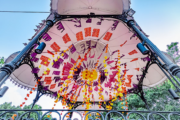 Banners over the Kiosk, Oaxaca Zocalo