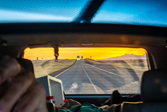 I-10 Sunset from the Rear View Mirror, Near Fort Stockton