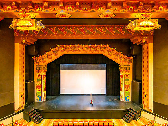 Kimo Theatre stage; "Pueblo Deco" design