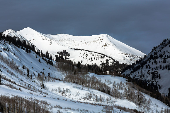Gunsight Pass, Early Morning Light, Dark Sky