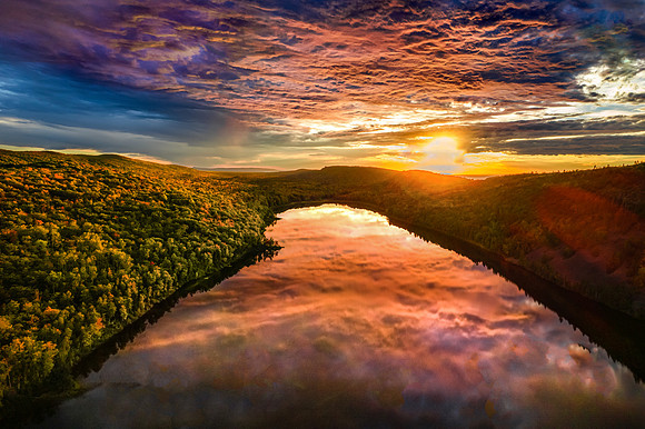 Sunset over Lake of the Clouds, Michigan