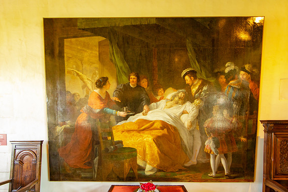 Painting of the death of Leonardo da Vinci, Château Royal d'Amboise