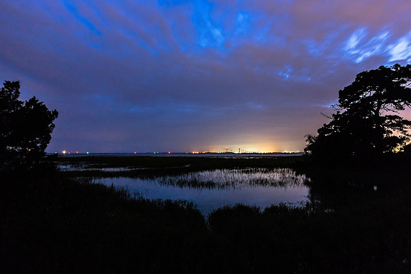 Night, Jekyll River and Sidney Lanier Bridge, Jekyll Island, Georgia