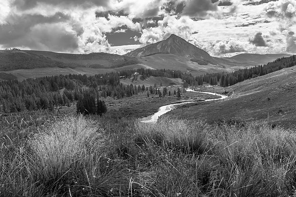 Slate River and Crested Butte Mountain, Loop Trail (B&W)