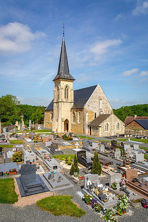Village Church and Graveyard near Harcourt, France