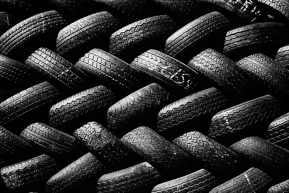 Stacked Tires, Shadow and Light