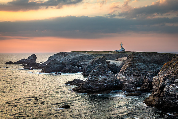 Sunset, Lighthouse at Pointe des Poulains, Belle ile