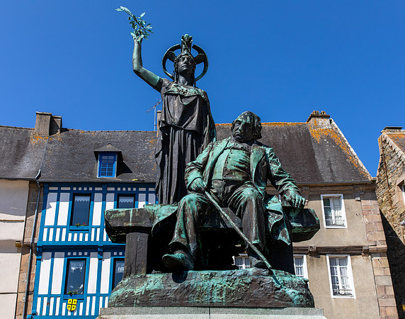 Statue of Ernest Renan, with goddess Athena, Treguier