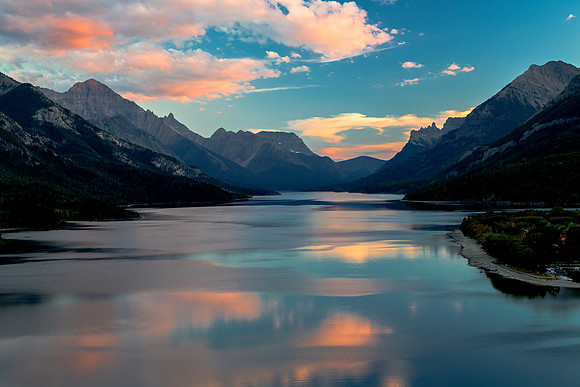Calm Waters, Sunlit Clouds, Waterton Lake