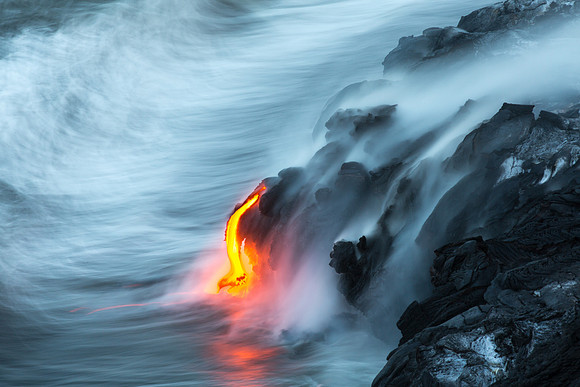 Kilauea Lava Flow, Ocean Steam, Hawaii