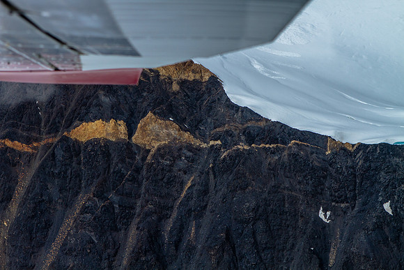 Wing-tip and Mountain Top, Plane trip over Denali