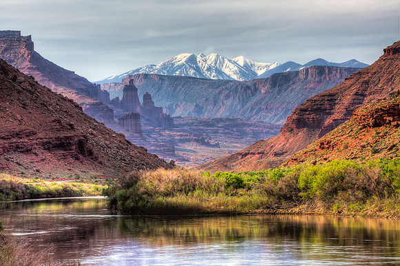 Fisher Towers, Colorado River, La Sal Mountains along Hy 128 near Moab