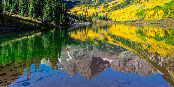 Maroon Bells Reflection in Fall Color