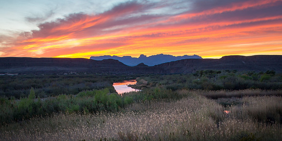 Sunset, Rio Grande and Chisos Mountains, Big Bend NP