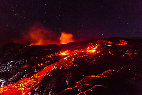 Lava Flow under the Stars, Hawaii