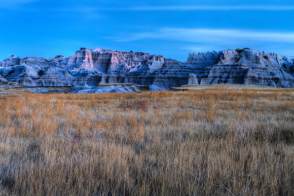 Golden Grasses, Badlands Cliffs, Last Light