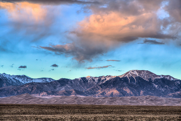 Great Sand Dunes and Sangre de Christo Mountains at Dusk