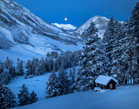 Moonset over Gunsight Pass, Winter 2015