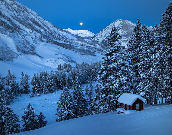 Moonset over Gunsight Pass, Winter 2015