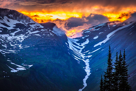Fiery Sunset over Slate River Headwaters