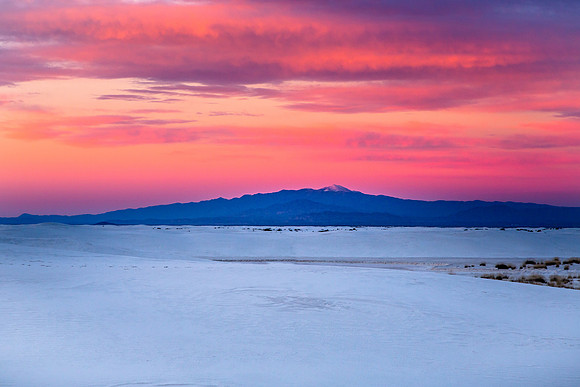 Red Sky, Sierra Blanca Peak, from White Sands, New Mexico