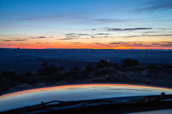 Canyonlands NP Sunset from the Hood of the Sequoia