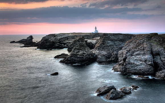 Sunset, Lighthouse at Pointe des Poulains, Belle ile