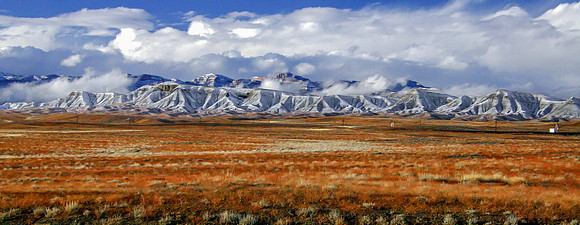 Book Cliffs, Clearing Storm, from I-70 north of Moab (panorama)