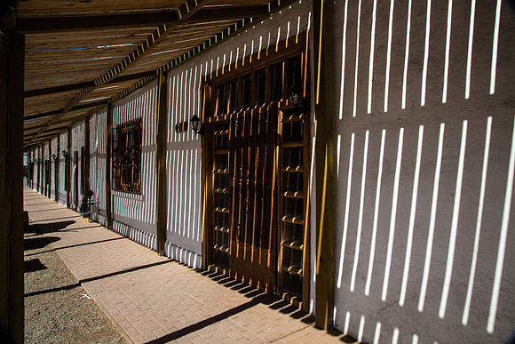 Geometric Shadows, Building on Main Street, San Elizario, Texas
