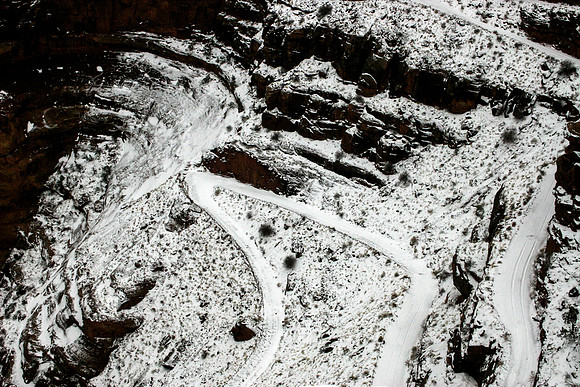 Shafer Road in Snow, Canyonlands NP