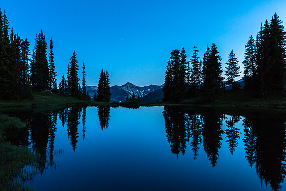 Lake reflection, Top of Paradise Divide