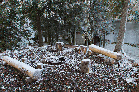 Firepit, First Snow, Michigan UP