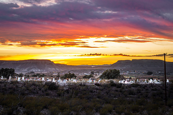 Sunset over El Polvo cemetery