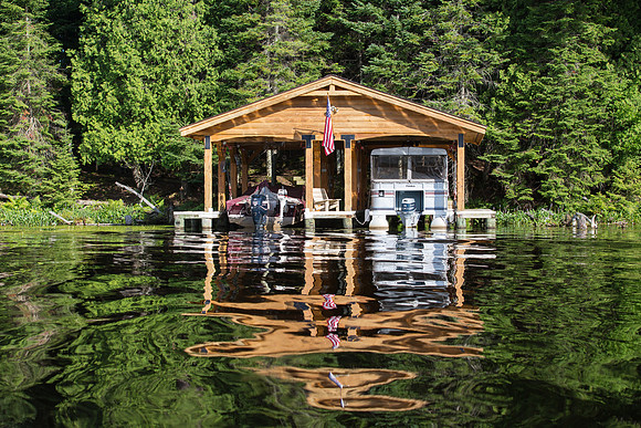 Northwoods Boathouse Reflection