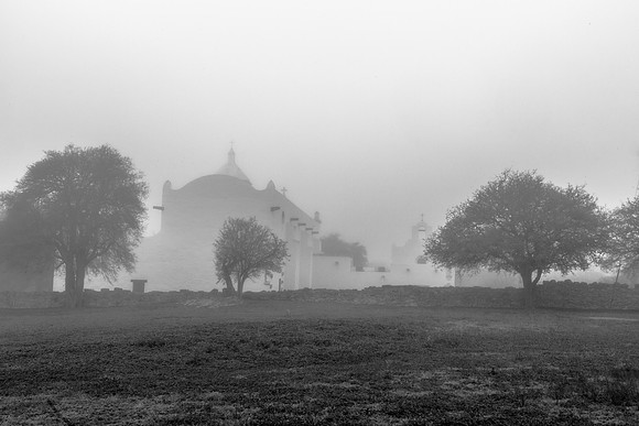 Morning Fog,  Mission Espiritu Santo, Goliad, Texas
