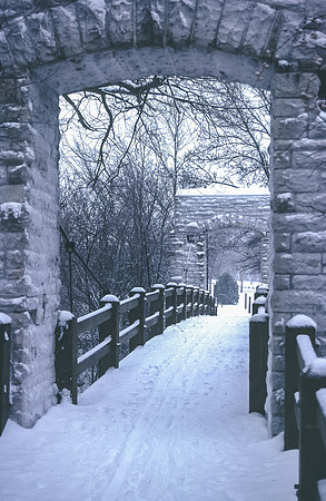 Snowy Path through the Bridge, Hoyt Park, Wauwatosa, Wisconsin