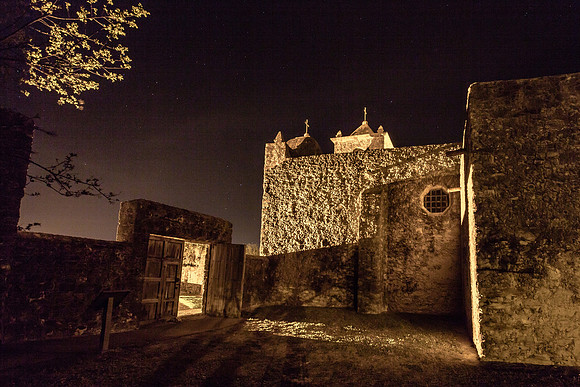 Night Lights and Stars, Interior of Presidio La Bahia, Goliad, texas