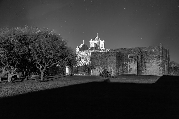 Night Lights and Stars, Interior of Presidio La Bahia, Goliad, texas