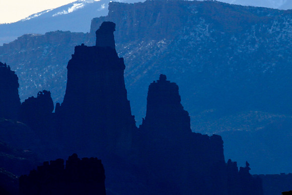Fisher Towers Silhouette, along Hy 128 near Moab