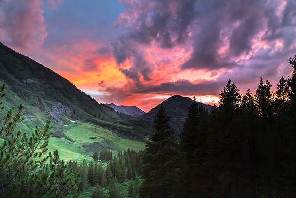 Sunset over Gunsight Pass (2016 rested Butte Land Trust Calendar)