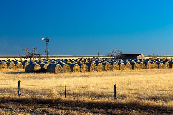 High Plains Farm and Hay Bales, North Texas